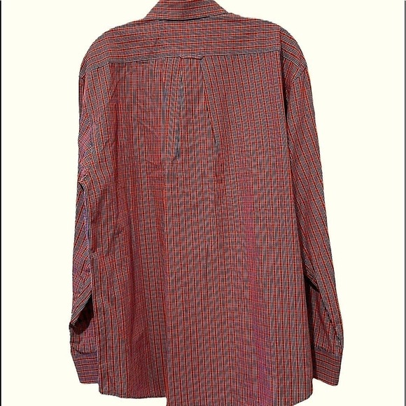 Mens Izod button down shirt. Long sleeves. Navy and red plaid. Large - Picture 4 of 11